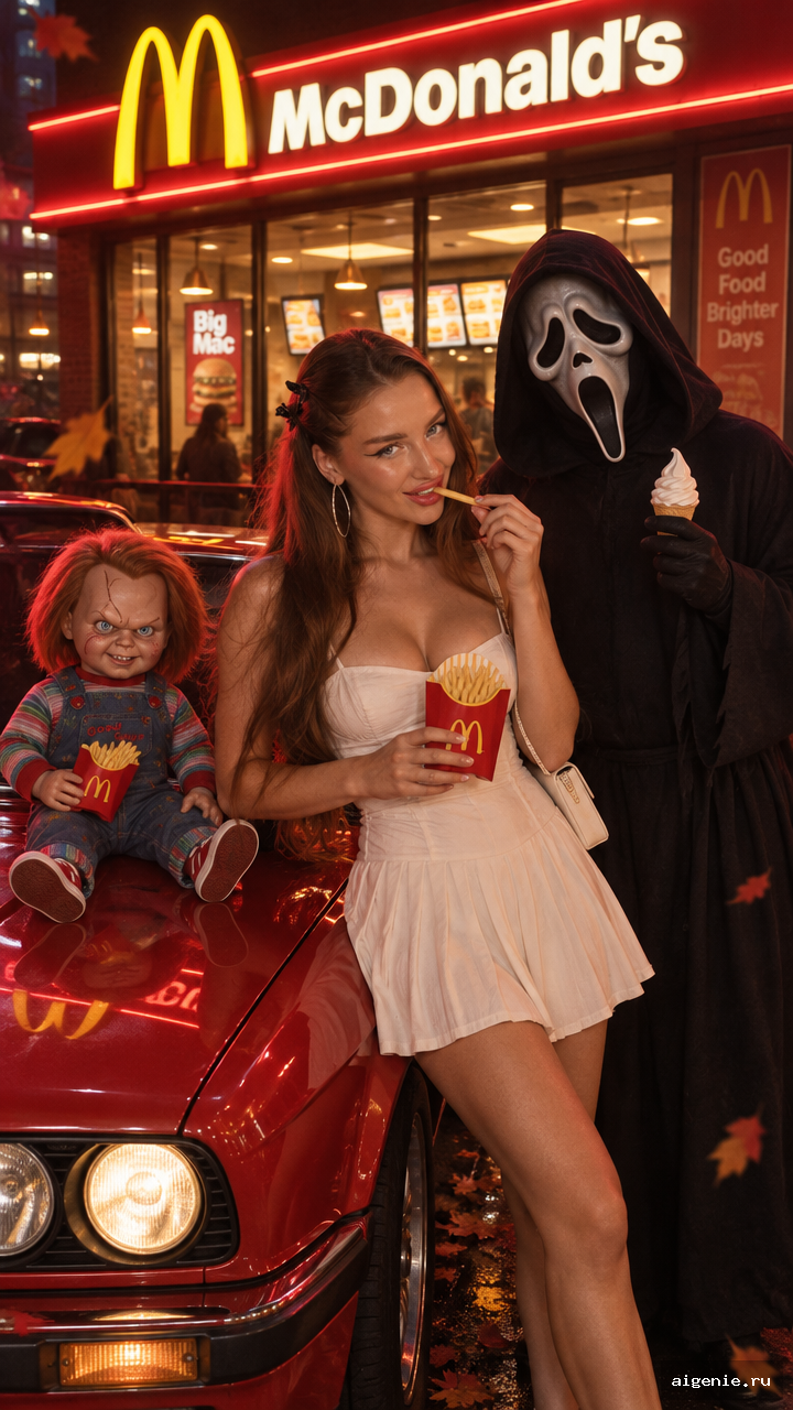 Фото в стиле хоррор у McDonald’s — AI-промпт